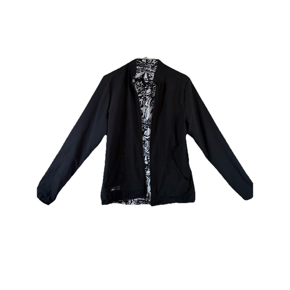 Adidas Reversible Sz M Jacket Womens Black White Floral Windbreaker SAMPLE